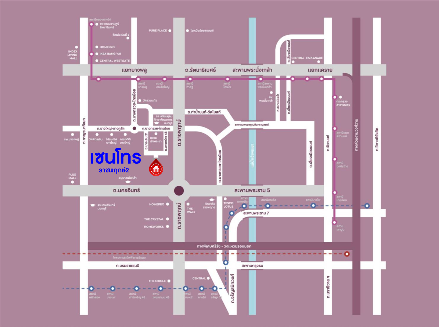 บ้านเดี่ยวมือสองนนทบุรี โครงการ เซนโทร ราชพฤกษ์-สวนผัก เนื้อที่ 52.60 ตร.ว. ฟังก์ชัน 4 ห้องนอน 3 ห้องน้ำ 2 ที่จอดรถ บนทำเลแห่งการเดินทาง เชื่อมต่อ ถนนราชพฤกษ์, ถนนนครอินทร์ ใกล้ทางด่วน "ศรีรัช" จองเลย!